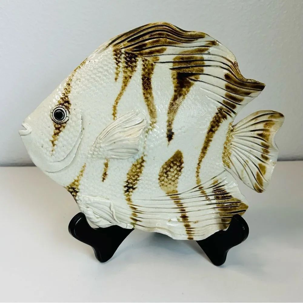 James Lawson Art Pottery Ceramic Fish Wall hanging Sculpture Signed 91 9x7